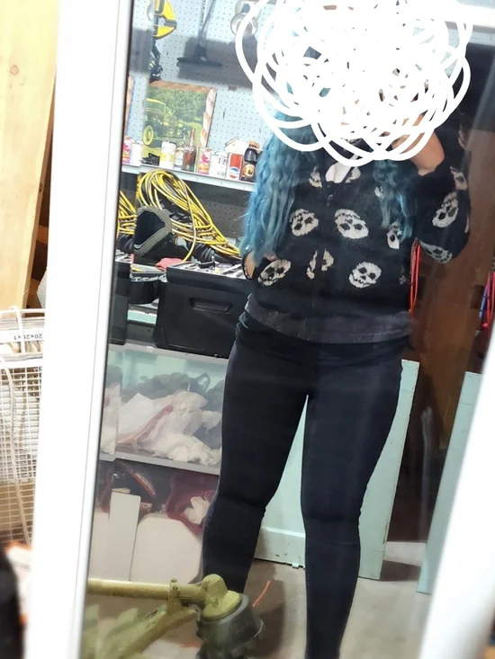 Black & White Skull Hooded Zip Sweater. - Picture 2 of 2